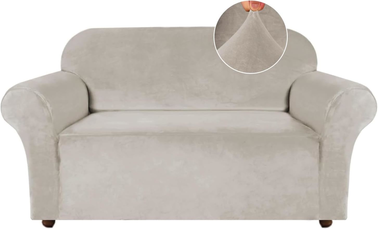 Stretch Love Seat Couch Covers For Two Cushions, Made Of Soft Velvet, Oa... - $45.98