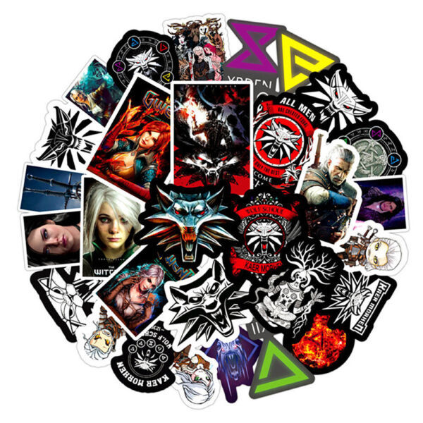 50Pcs Waterproof Vinyl The Witcher 3 Game Sticker Pack For Laptop Water Bottle N