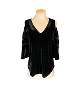 THML Black Short Sleeve Cold Shoulder Velvet Top Size Medium - $33.85 CAD