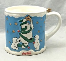 Christmas mug Polo Bear family Coca Cola collectible 2002 - $5.95