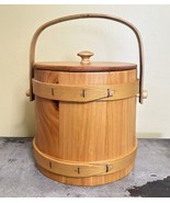 Putney Vermont Basketville Sugar Bucket Wood Bands Lid &amp; Handle Firkin - $38.52