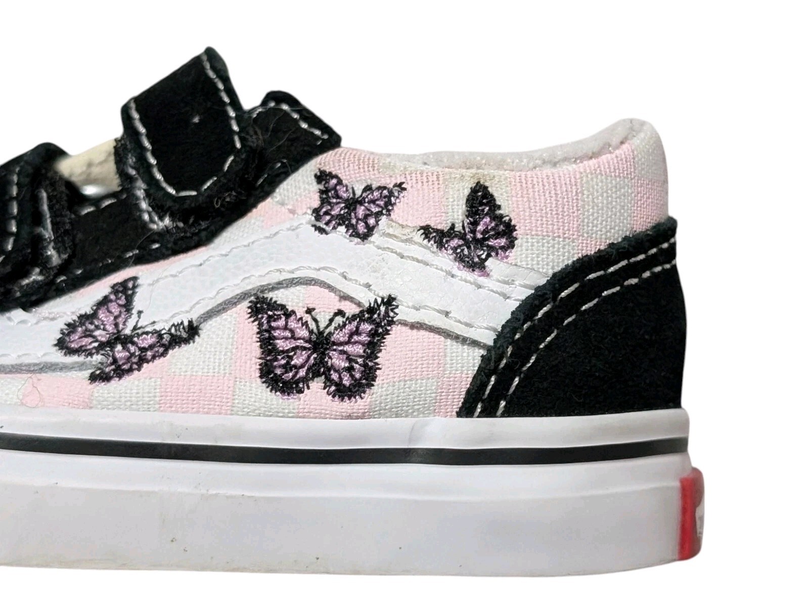 Toddler Girl Sz 4 Vans Athletic Shoes Pink Checkered/ Butterflies  EUC Item image 2