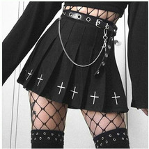 Gothic Lolita Pleated Skirt High Waist Mini Dress Black Punk Rock or Cha... - £8.65 GBP+