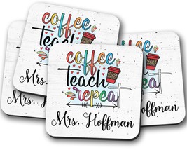 Teacher Coffee Coasters, Gift For Teacher, Teacher Appreciation Gift, Personaliz - £3.90 GBP