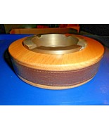 Oak Wood &amp; Metal Ash Tray Removable 6 1/2&quot; DIAMETER X 1 9/16&quot; TALL Vintage - £21.95 GBP