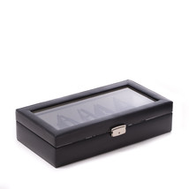 Black Leather Multi Purpose Case with Glass Top and Locking Clasp. Velou... - £94.76 GBP