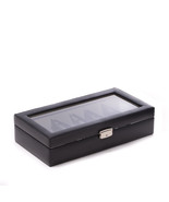Black Leather Multi Purpose Case with Glass Top and Locking Clasp. Velou... - $119.95