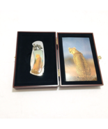 Pocket Knife Unbranded Folding Cheetah Design Wooden Holder Case - $51.74 CAD