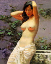 Art Giclee Oil Painting Naked Chinese girl - $8.59+