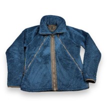 Kuhl Flight Zip Up Sherpa Teddy Fleece Hidden Hooded Jacket Blue Brown S... - $34.16