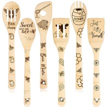 6Pcs Summer Bee Sunflower Bamboo Spoons Utensils Set Bee Themed Non-Stick Carve  - £18.97 GBP