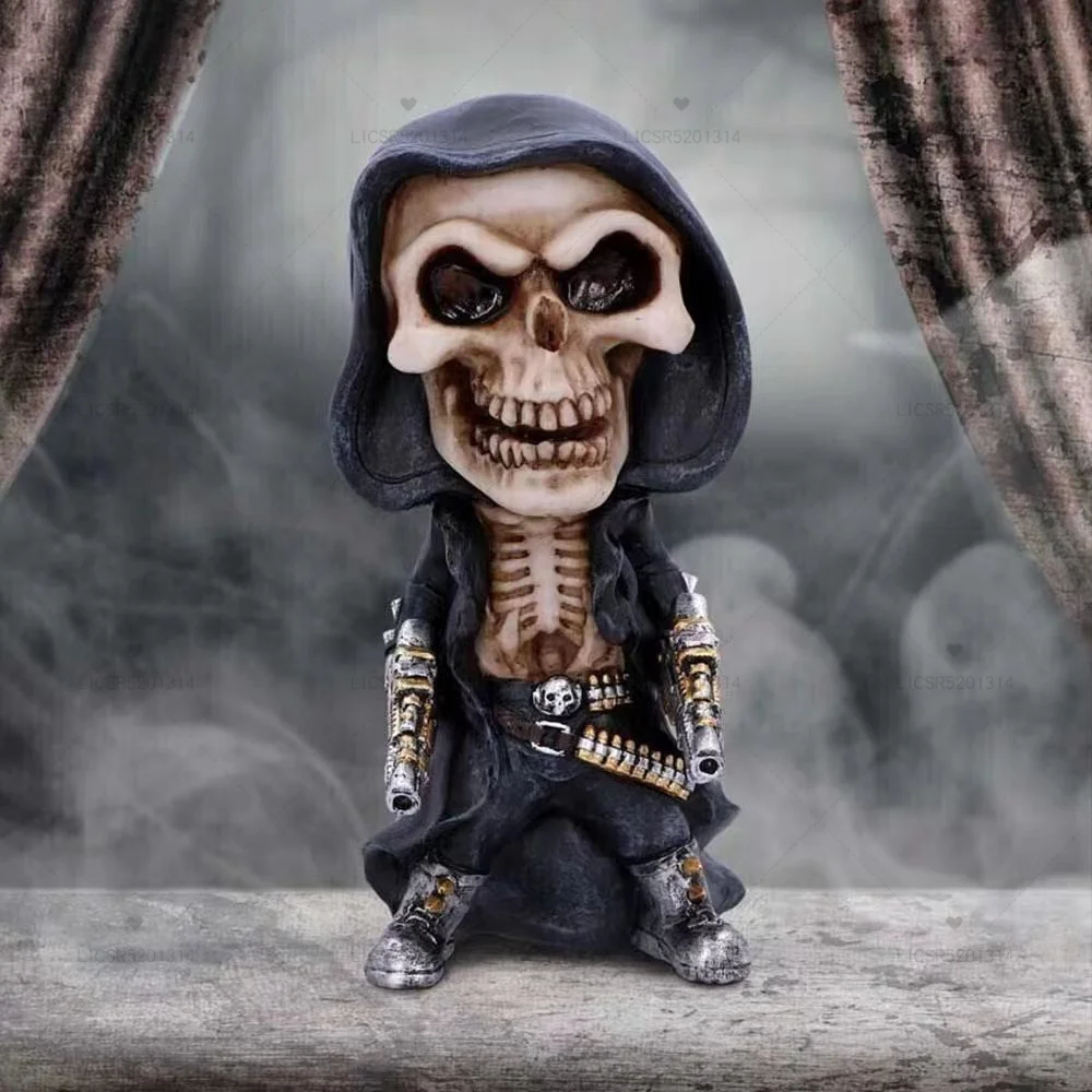 New 2023 Halloween Skull Decoration Mechanical Reaper Skeleton Statue Decoration - £19.36 GBP+