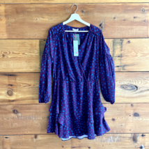 XL - Parker Deep Purple Floral Patterned Cinched Waist V Neck Dress NEW ... - $55.00