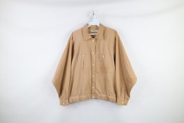 Vintage 90s Streetwear Womens Large Double Pocket Button Shirt Jacket Beige - $59.35