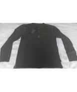 John Varvatos Mens T-Shirt Seaweed Green Henley Long Sleeve Vintage Wash... - $69.34 CAD