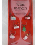 NEW Boston Warehouse Christmas Holiday Wine markers 6 CT Wine charms - $7.58 CAD