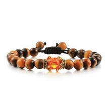 Rown charm tiger eye beads bracelet for men women braided bracelets handmade adjustable thumb200