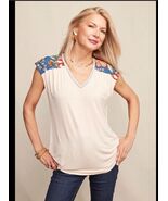 Matilda Jane L Top Heart to Heart Floral Garden Print V-Neck Women’s Tee... - €24,73 EUR