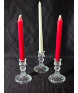 Harlequin Glass 4&quot; Candlestick Dinner Candle Holder Diamond Pattern - Se... - $19.78