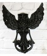 Metal Rustic Flying Wise Great Horned Owl Fleur De Lis Door Knocker Scul... - €20,60 EUR