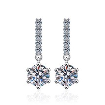 Real 1 Carat Moissanite Drop Earrings For Women 100% 925 Sterling Silver Diamond - £38.59 GBP