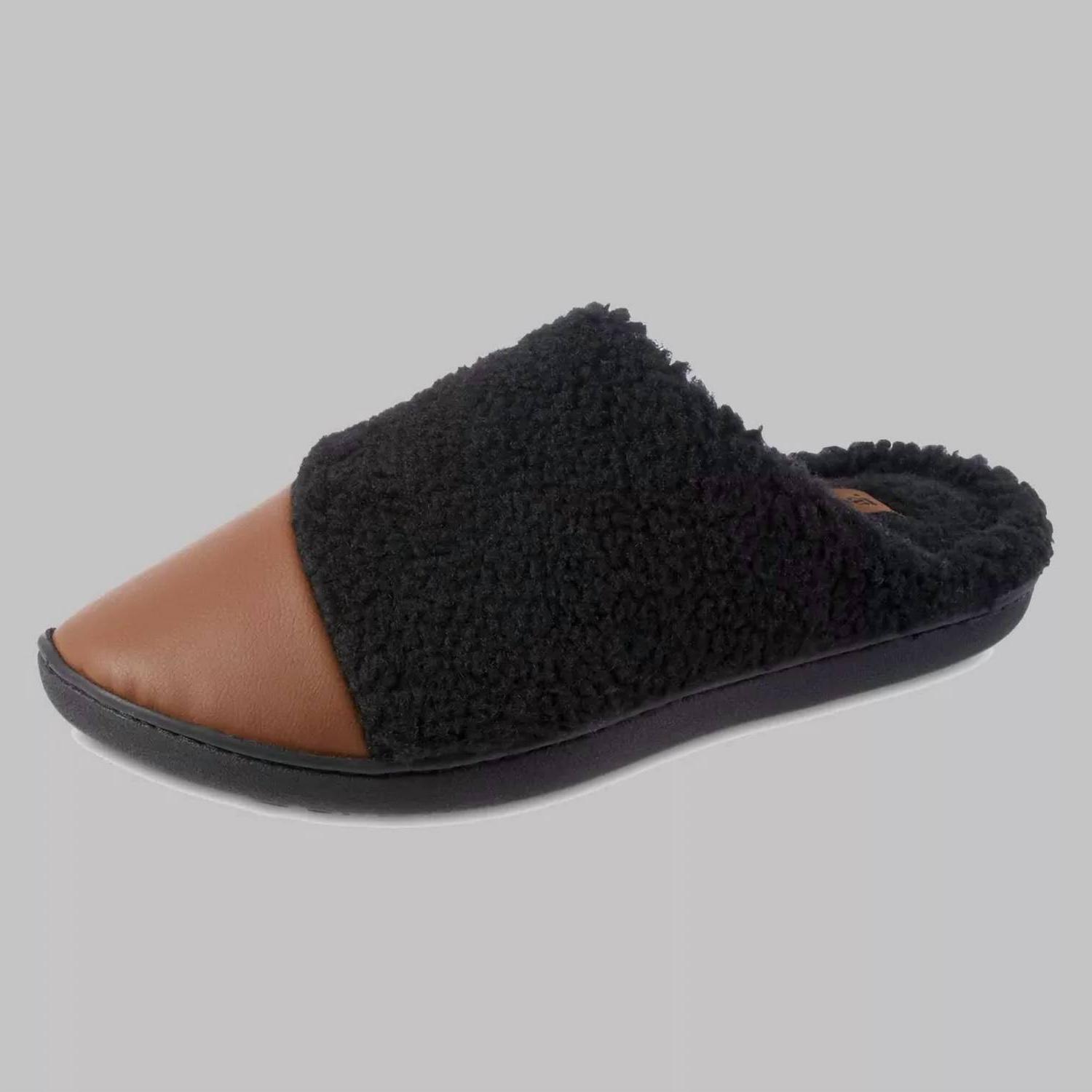 Isotoner Women&#39;s Tinsley Synthetic Leather &amp; Berger Clog Slippers Black - $35.00