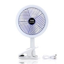 Clip On Fan With Led Lamp, Rechargeable Desk Fan, 4 Speed 360Rotating Detachable - £42.35 GBP