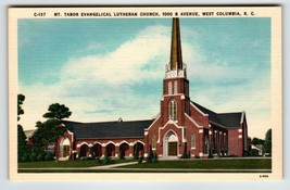 Mt. Tabor Lutheran Church West Columbia South Carolina Postcard Linen Unposted - £7.09 GBP