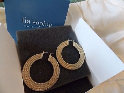 Lia Sophia Jewelry brushed gold hoop earrings - $9.46