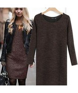 Women Knitted Long Sleeve Mini Sweater Dress - $40.00