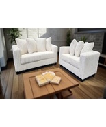 Kendal 2-Piece  Modern Ivory Stripe Fabric Sofa &amp; Loveseat Set - $2,064.46 CAD