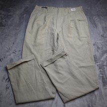 Lands End Beige Hounds Tooth Pants Men 36 Casual Rolled Cuff Wool Men 36x32 - $19.68