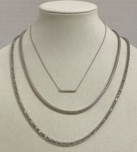 3 Silver Tone Vintage Necklace Chains Varying Lengths - $213.82 MXN