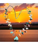 Vintage Zuni Double Strand Bird Fetish Turquoise Bear Necklace Multi-Sto... - $3,858.45 MXN