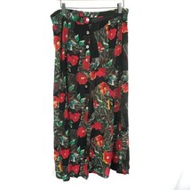 Womens Size Medium FUDA Vintage Vibrant Dark Floral Pure Silk Maxi Skirt - $42.13