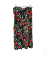 Womens Size Medium FUDA Vintage Vibrant Dark Floral Pure Silk Maxi Skirt - £33.28 GBP