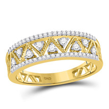 10kt Yellow Gold Womens Round Diamond Zigzag Band Ring 1/3 Cttw - £448.19 GBP