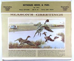 Vtg 1972 Remington Reynolds Local Hardware Perris CA Wall Calendar Hunte... - $17.65