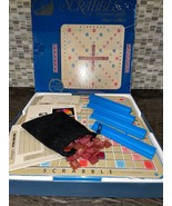 Vintage Scrabble Deluxe Edition Rotating Turntable Board Blue Tiles &amp; Ho... - $40.49