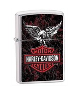 Zippo Lighter - Harley Davidson Eagle &amp; Leather Look Brushed Chrome - 85... - $47.17 CAD