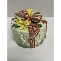 Fitz and Floyd essentials trinket box floral Jewelry box w/ flowers, rib... - $23.05