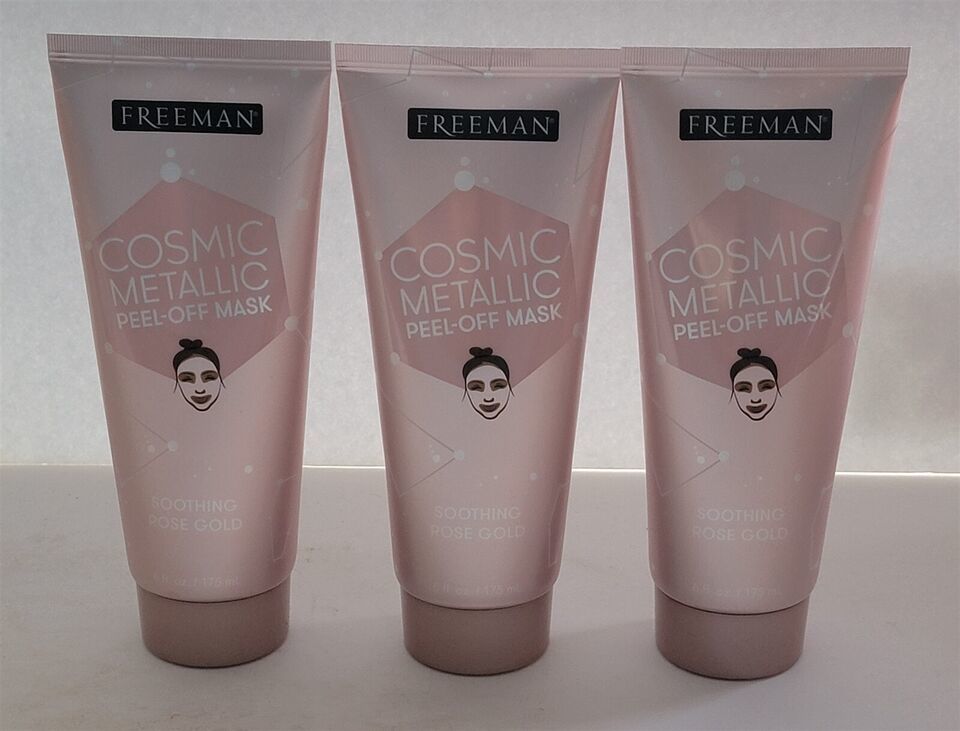 Primary image for 3 NEW Freeman Cosmic Metallic Peel-Off Mask Soothing Rose Gold 6 Fl Oz Each