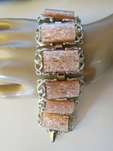 Vintage Pink Confetti Thermoset Bracelet 1.5&quot; Wide Statement Estate Silv... - £27.72 GBP