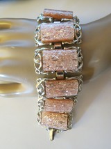 Vintage Pink Confetti Thermoset Bracelet 1.5&quot; Wide Statement Estate Silver Tone - £27.51 GBP