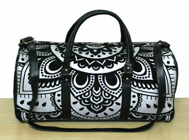 Black Silver Floral Mandala Duffle Sports Yoga Gym Bags Unisex Travel Carry Bag - £15.13 GBP