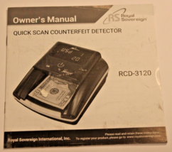 OWNER’S MANUAL - ROYAL SOVEREIGN RCD-3120 QUICK SCAN COUNTERFEIT DETECTOR - £2.39 GBP