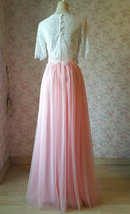 Peach Pink Long Tulle Skirt Outfit Bridesmaid Custom Plus Size Tulle Maxi Skirts image 6