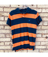 American Eagle Outfitters Men&#39;s Size S Navy &amp; Orange Stiped Polo Shirt - £7.60 GBP