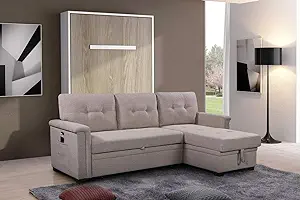 84&#39;&#39; L-Shape Convertible Sleeper Sectional Sofa With Storage Chaise And ... - £781.83 GBP