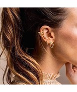 DREMMY STUDIOS Dainty Gold Snake Huggie Hoop Earrings 14K Gold Filled Sn... - £34.49 GBP